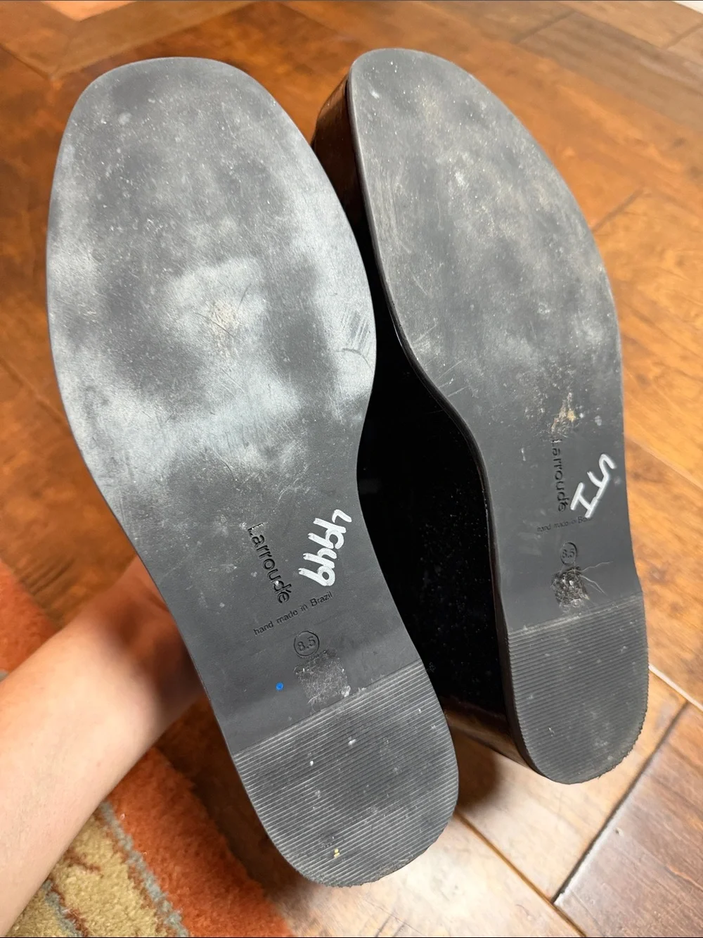 Larroude Blair Flatform Shoes In Black Patent Leather, size 8.5